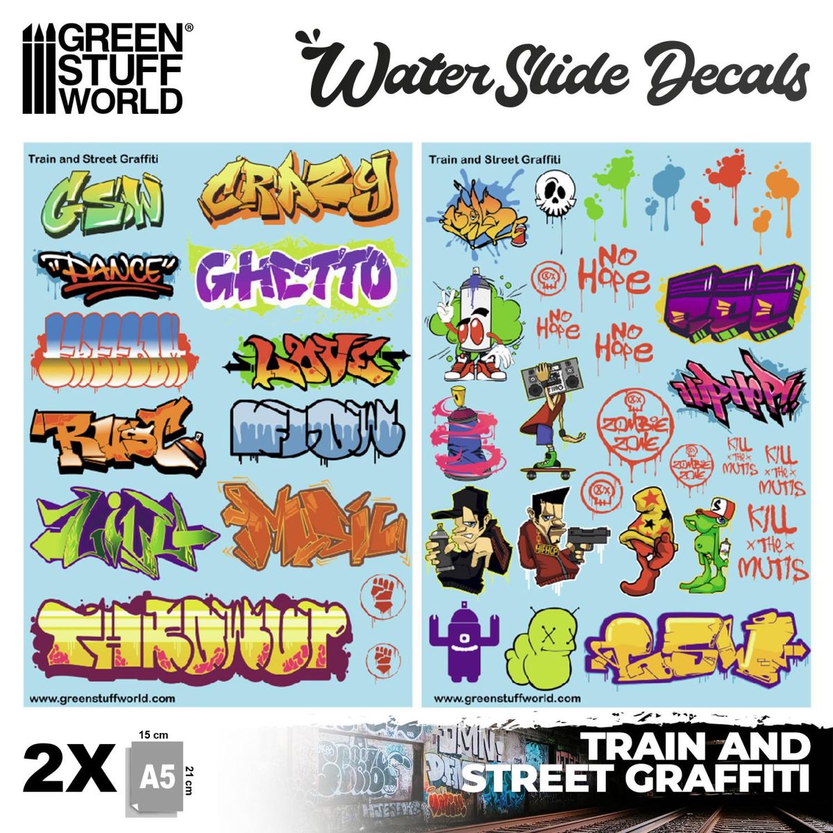 GSW Waterslide Decals - Train and Graffiti Mix (2)