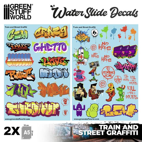 Hovedbilde GSW Waterslide Decals - Train and Graffiti Mix ...