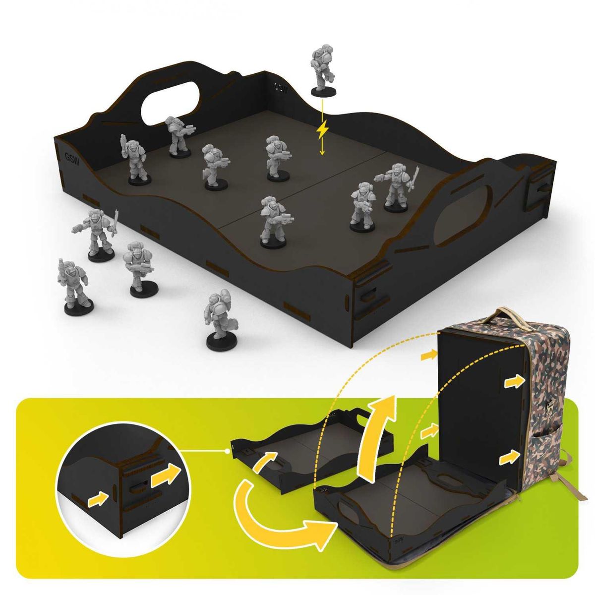 GSW Foldable Tournament Transport Tray for Backpack Large