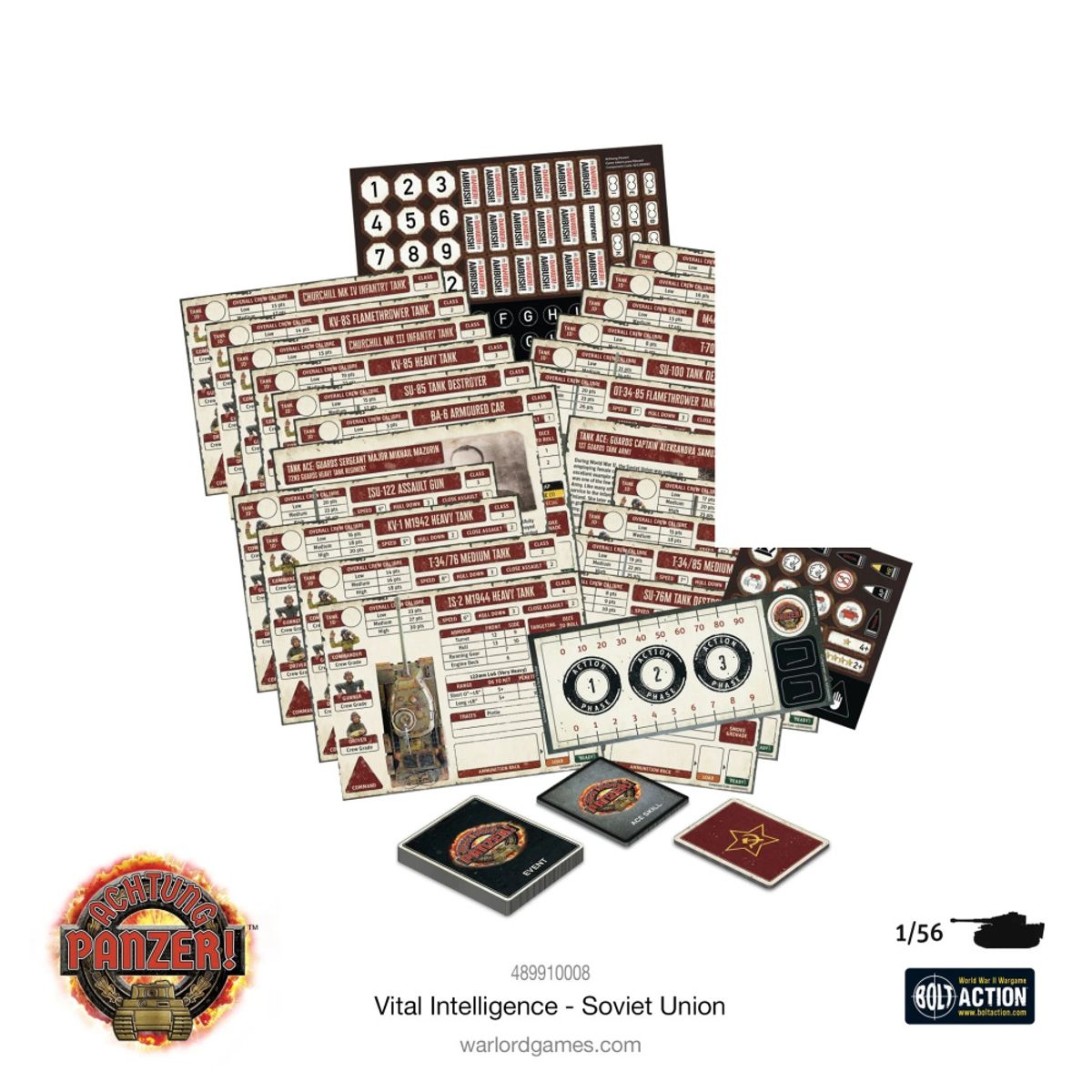 Achtung Panzer! Blood & Steel Tokens & Cards SOVIET