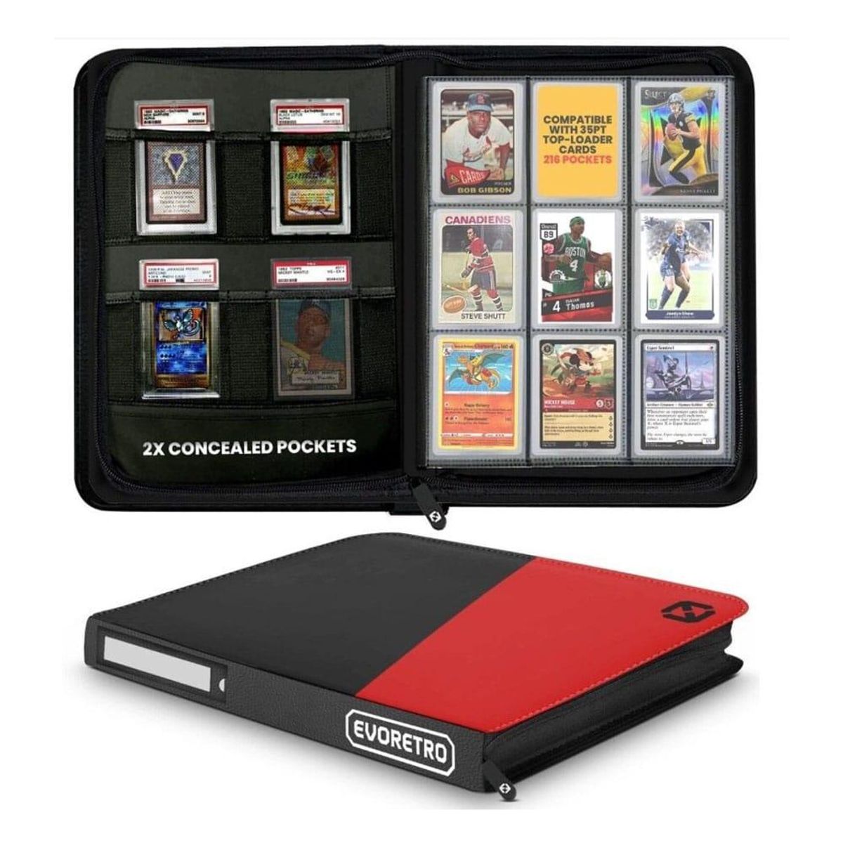 Evoretro Zippered Shield+ Topload Cards Binder 216 Cards Black/Red